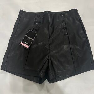 Faux Leather Black Shorts